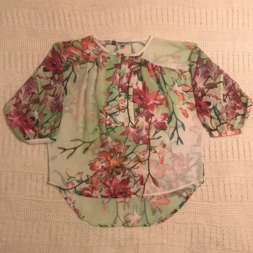 Jennifer Lopez Sheer Tropical Patterned Top - Size S!